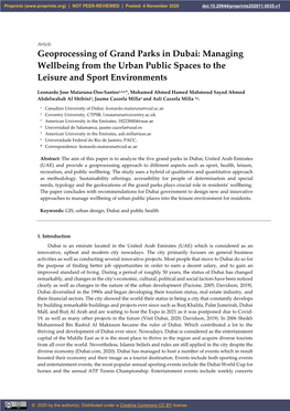 Geoprocessing of Grand Parks in Dubai: Managing Wellbeing from the Urban Public Spaces to the Leisure and Sport Environments