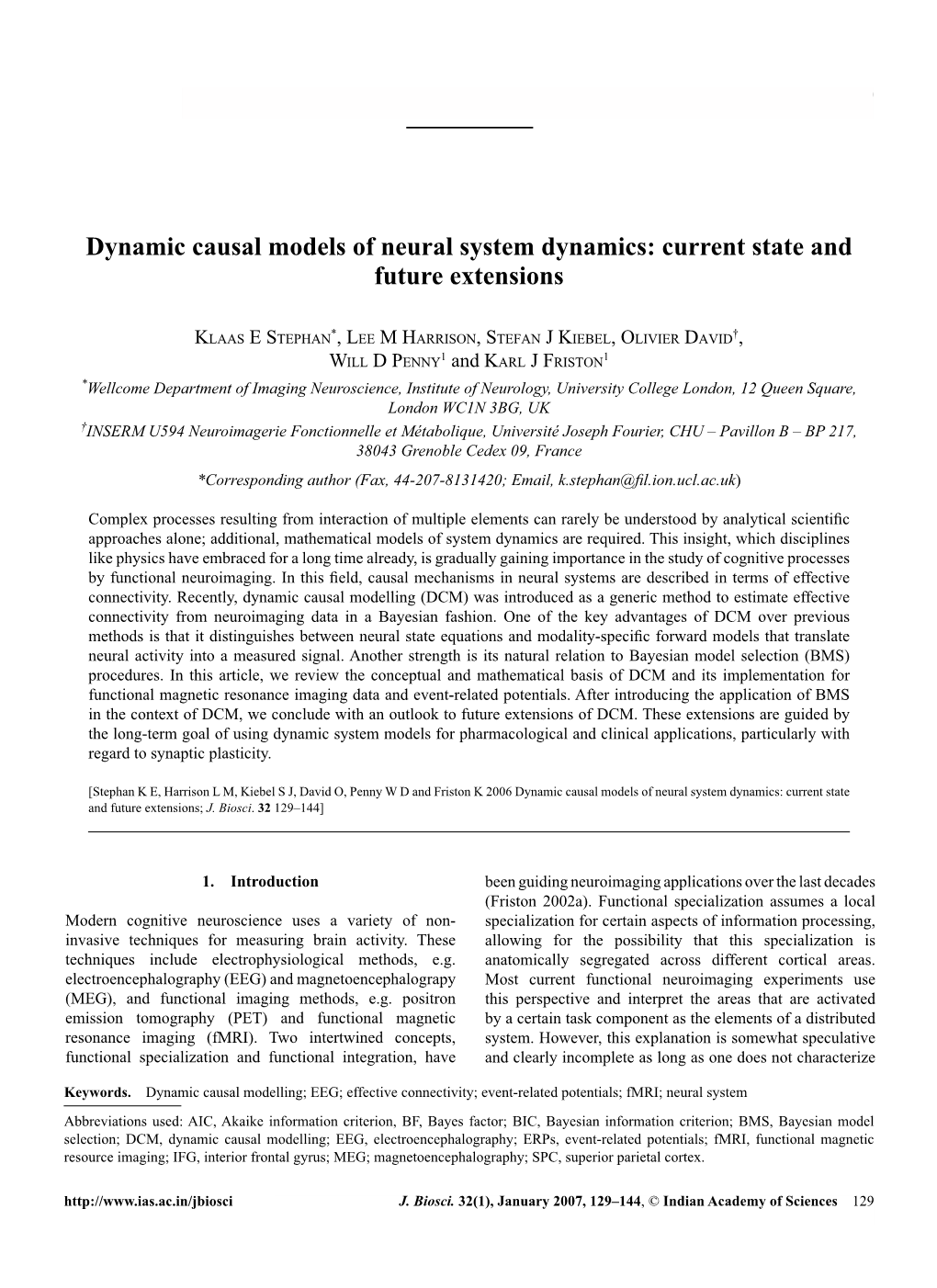 Dynamic Causal Models of Neural System Dynamics: Current State and Future Extensions