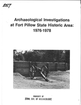 Archaeological Investigations at Fort Pillow State Historic Area: 1976-1978