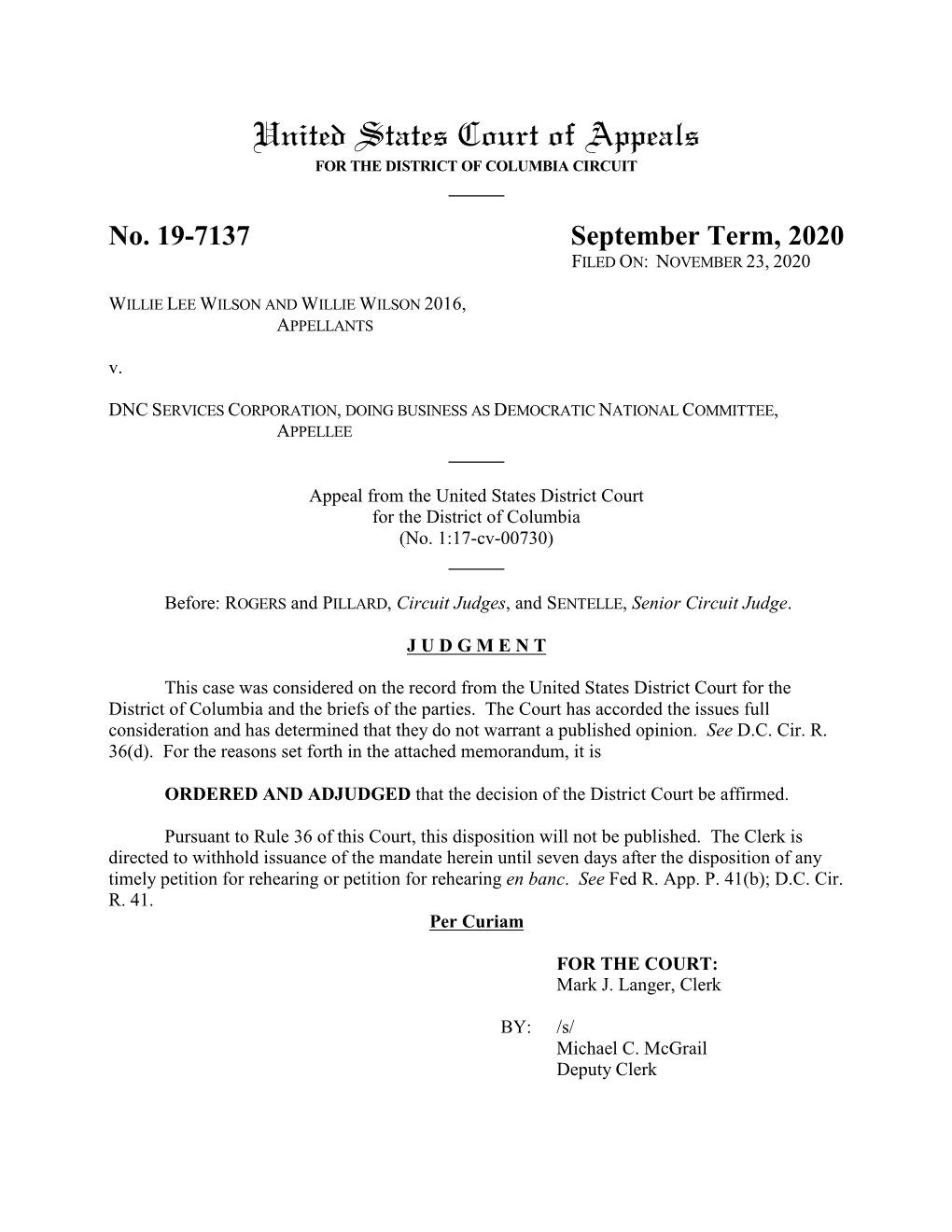 United States Court of Appeals for the DISTRICT of COLUMBIA CIRCUIT