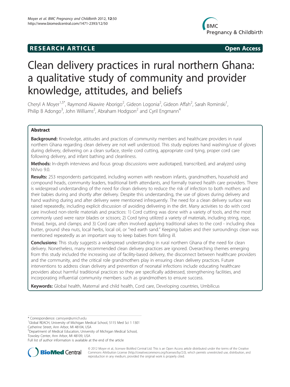 Clean Delivery Practices in Rural Northern Ghana