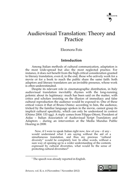 Audiovisual Translation: Theory and Practice