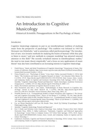An Introduction to Cognitive Musicology Historical-Scientific Presuppositions in the Psychology of Music