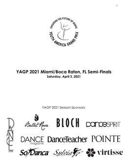 YAGP 2021 Miami/Boca Raton, FL Semi-Finals Saturday, April 3, 2021