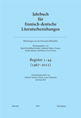 Jahrbuch Für F Innisch-Deutsche Literaturbeziehungen
