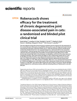 Robenacoxib Shows Efficacy for the Treatment of Chronic Degenerative Joint Disease-Associated Pain in Cats