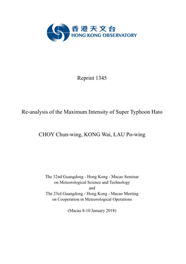 Reprint 1345 Re-Analysis of the Maximum Intensity of Super