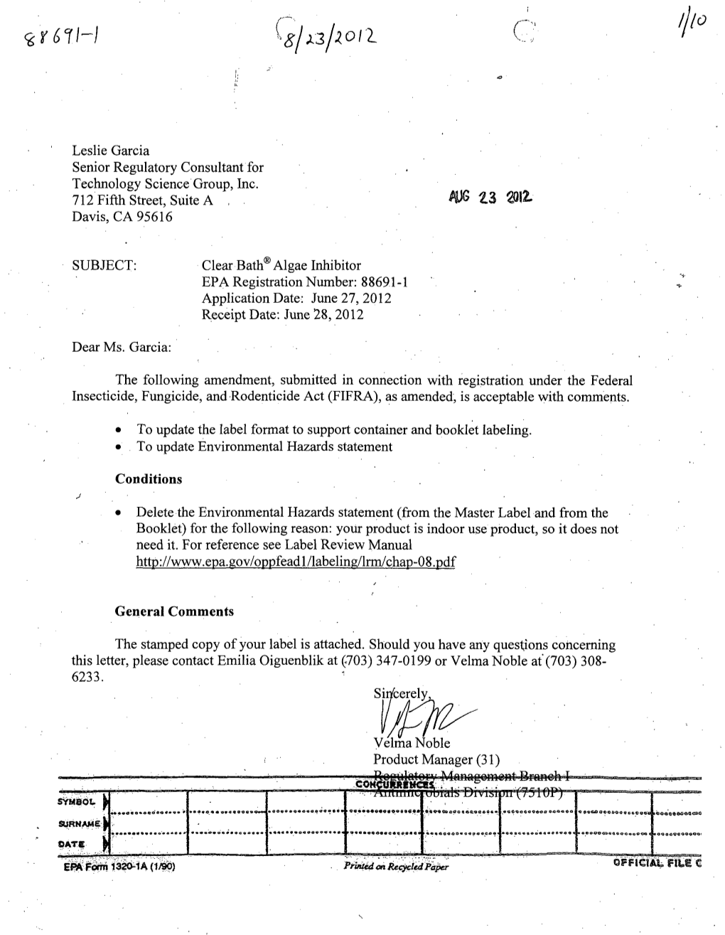 US EPA, Pesticide Product Label, CLEAR BATH ALGAE INHIBITOR