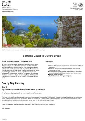 Sorrento Coast to Culture Break