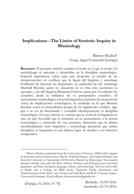 Implications—The Limits of Semiotic Inquiry in Musicology