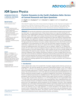 Particle Dynamics in the Earth's Radiation Belts: Review of Current