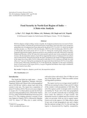 Food Security in North-East Region of India — a State-Wise Analysis