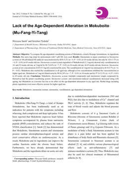 Lack of the Age-Dependent Alteration in Mokuboito (Mu-Fang-Yi-Tang)