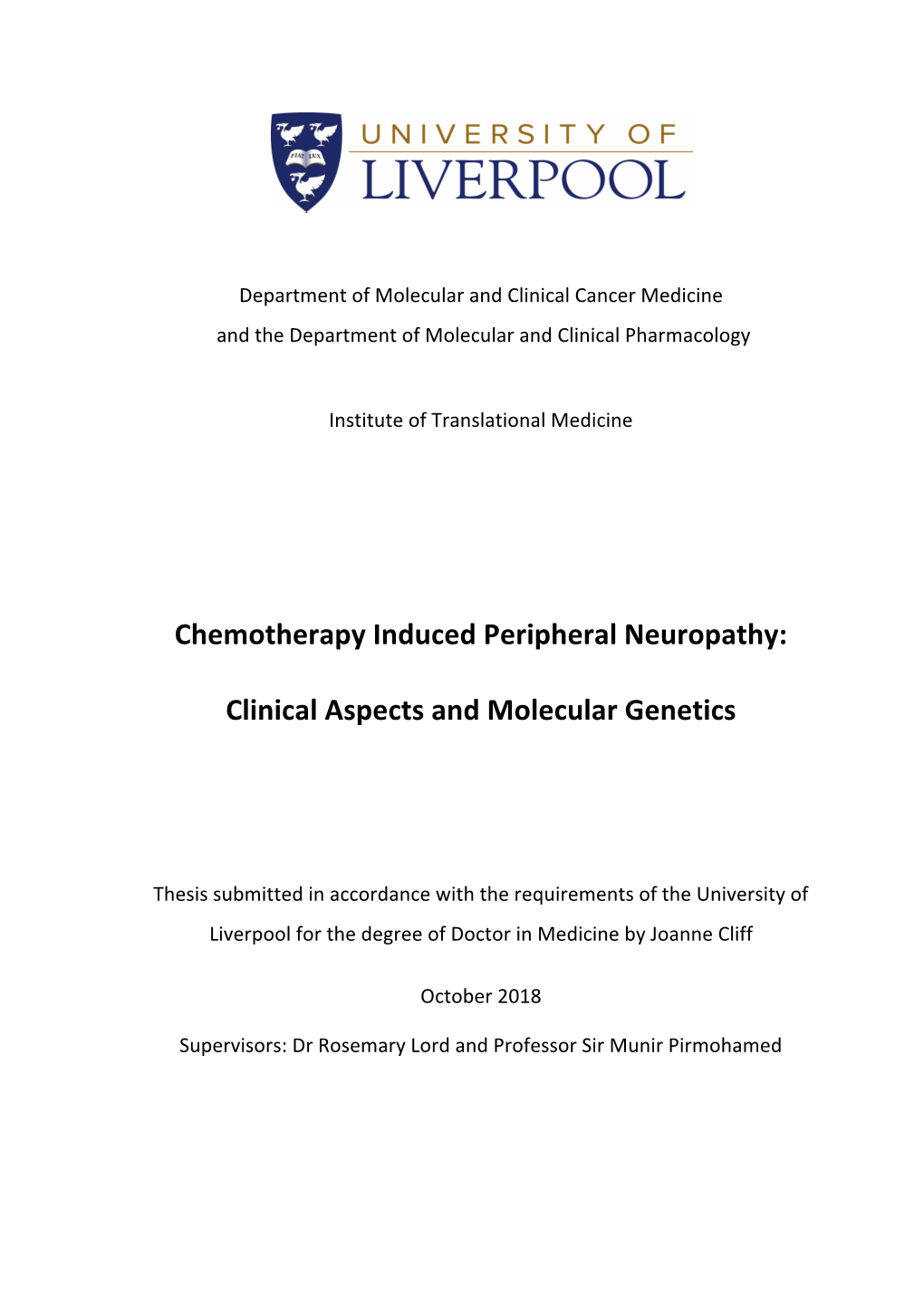 Chemotherapy Induced Peripheral Neuropathy