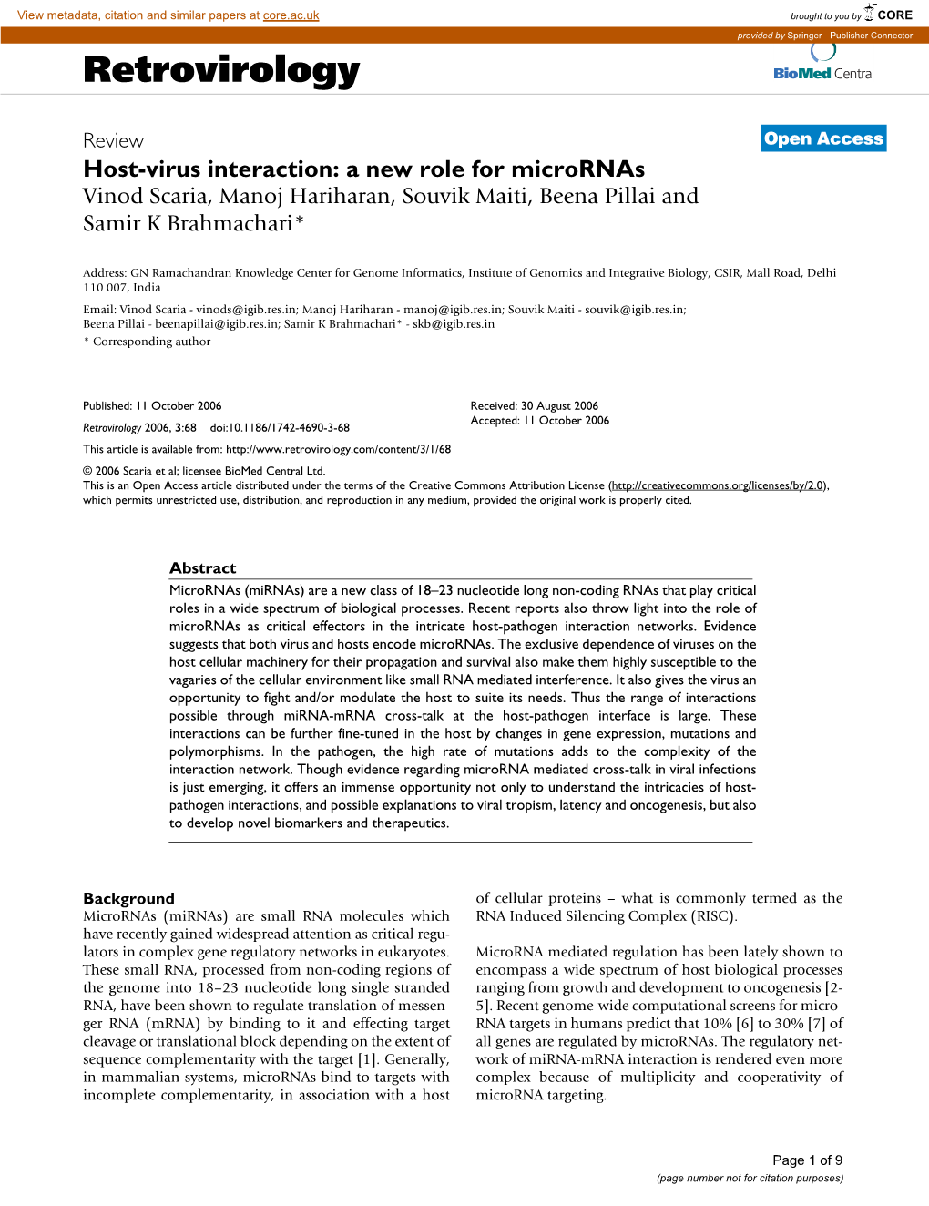 Retrovirology Biomed Central