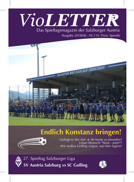 Violetter Das Spieltagsmagazin Der Salzburger Austria Ausgabe 2018/06 - Nr.116- Preis: Spende