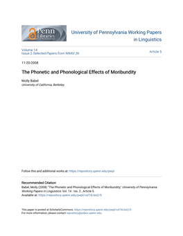 The Phonetic and Phonological Effects of Moribundity