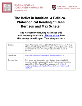 Philosophical Reading of Henri Bergson and Max Scheler