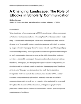 A Changing Landscape: the Role of Ebooks in Scholarly Communication