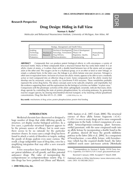 Drug Design: Hiding in Full View Ã Norman S