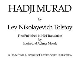 Hadji Murad Leo Tolstoy