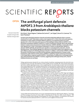 The Antifungal Plant Defensin Atpdf2.3 from Arabidopsis Thaliana