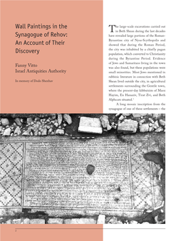 Wall Paintings in the Synagogue of Rehov: an Account of Their Discovery