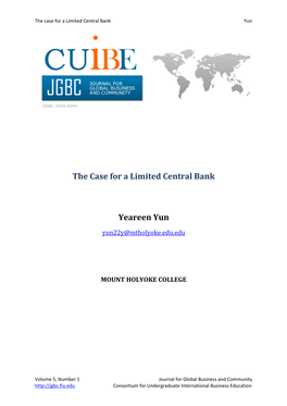 The Case for a Limited Central Bank Yeareen