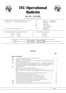 ITU Operational Bulletin