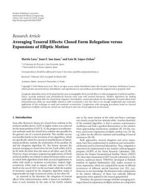 Closed Form Relegation Versus Expansions of Elliptic Motion