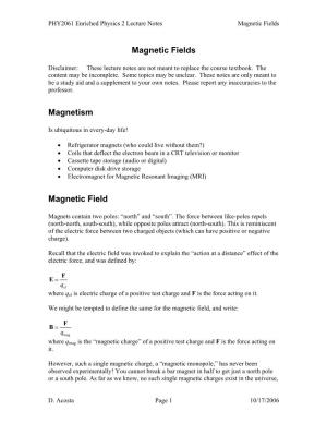 Magnetic Fields Magnetism Magnetic Field