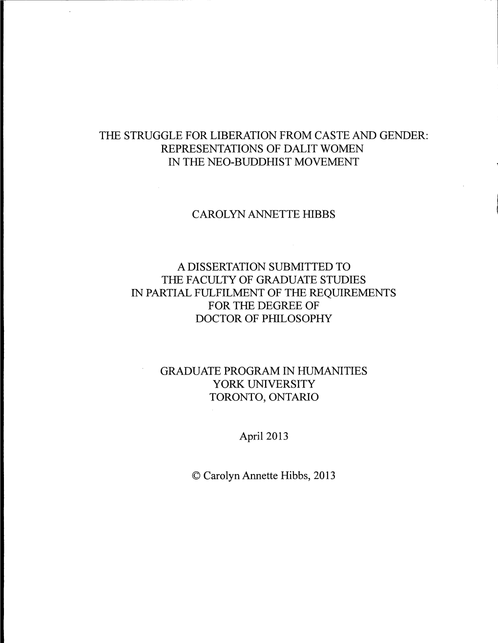 The Struggle for Liberation from Caste and Gender: Representations of Dalit Women in the Neg-Buddhist Movement Carolyn Annette H