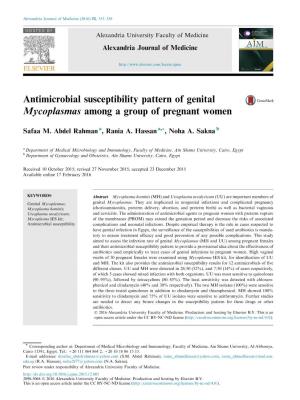 Antimicrobial Susceptibility Pattern of Genital Mycoplasmas Among a Group of Pregnant Women