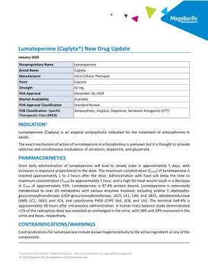 Lumateperone (Caplyta®) New Drug Update