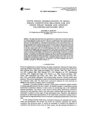 Finite Strain Generalization of Small­ Strain Constitutive Relations for Any Finite Strain Tensor and Additive Volumetric-Deviatoric Split