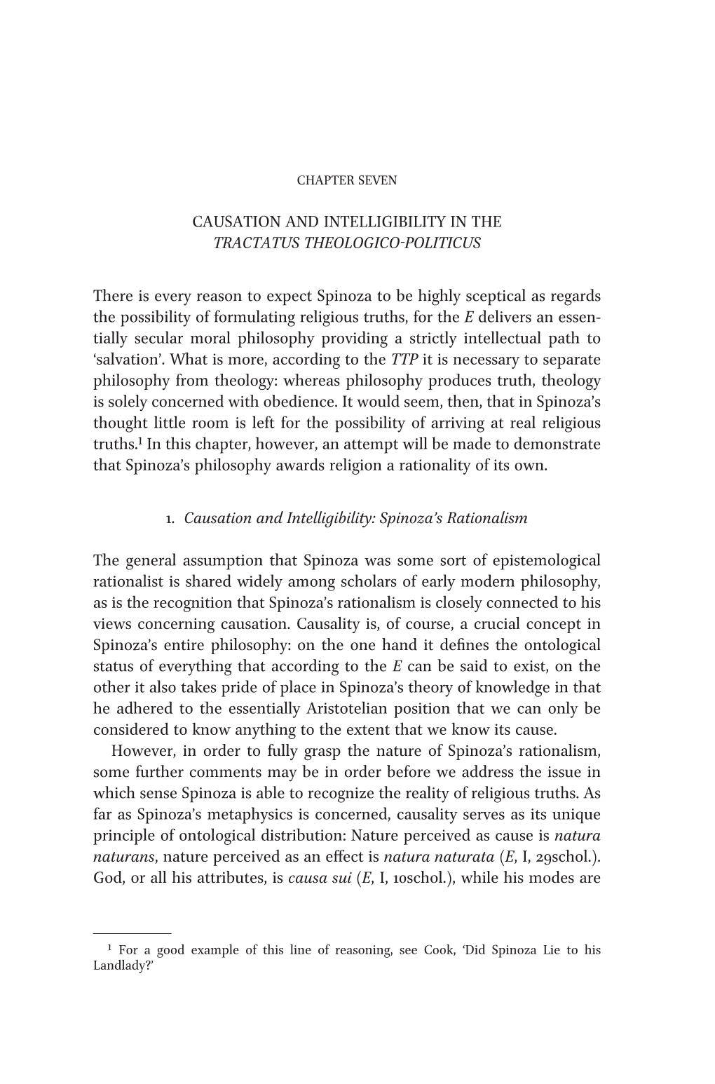 Causation and Intelligibility in the Tractatus Theologico-Politicus