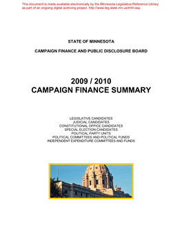 2009 / 2010 Campaign Finance Summary