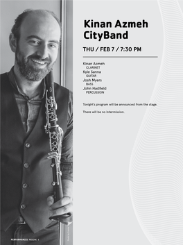 Kinan Azmeh Cityband THU / FEB 7 / 7:30 PM