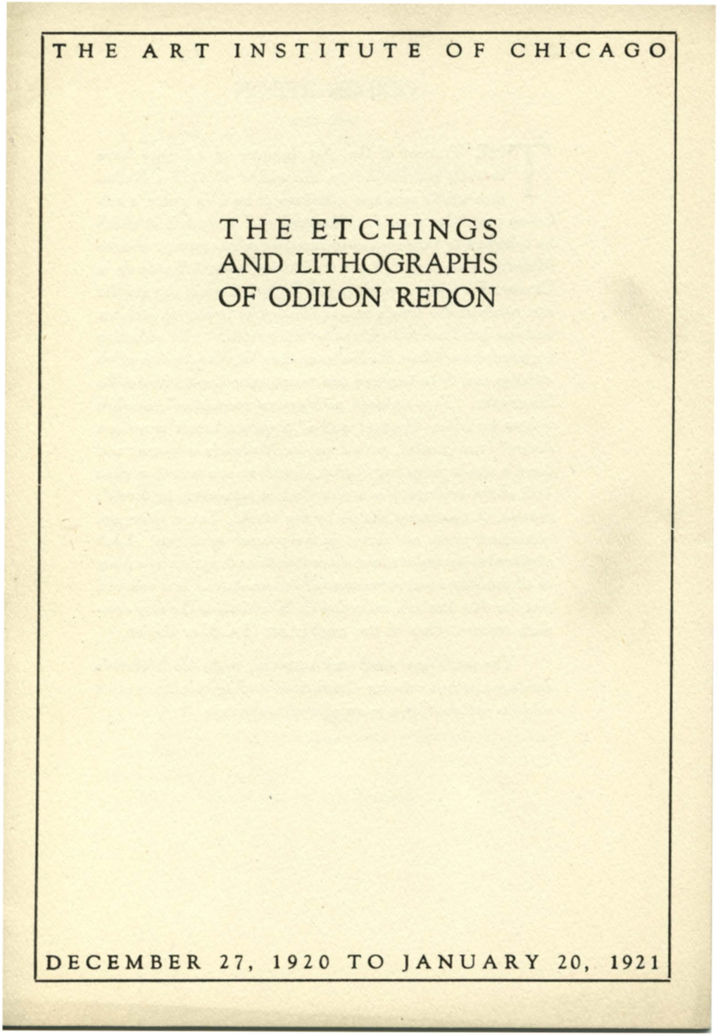 The Etchings and Lithographs of Odilon Redon