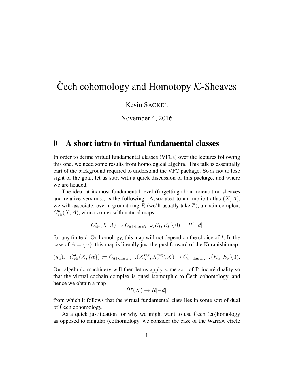 ˇcech Cohomology and Homotopy K-Sheaves