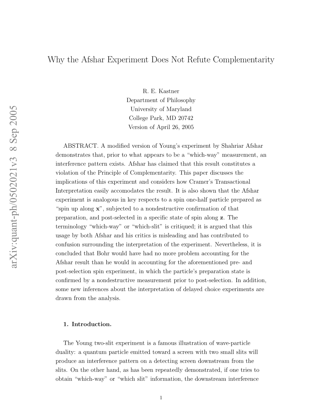 Why the Afshar Experiment Does Not Refute Complementarity