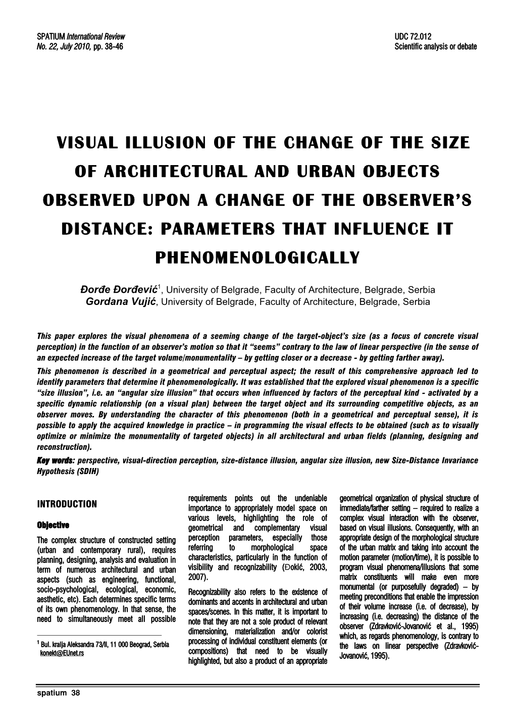 Visual Illusion of the Change of the Size Of