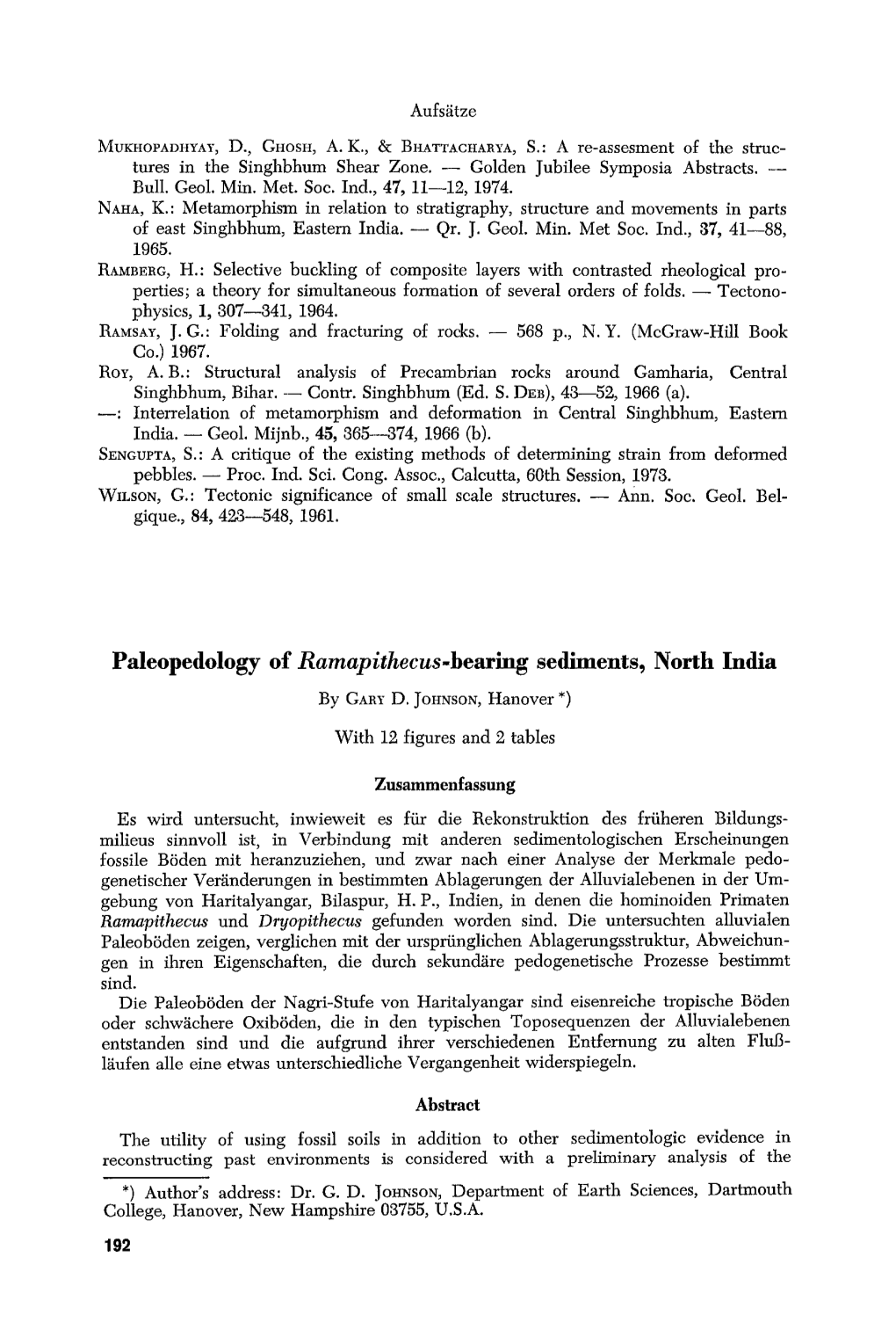 Paleopedology of Ramapithecus.Bearing Sediments, North India by GAILYD