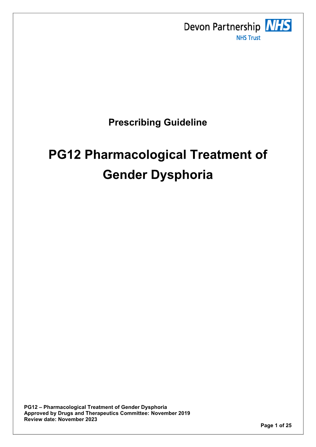 PG12 Pharmacological Treatment of Gender Dysphoria