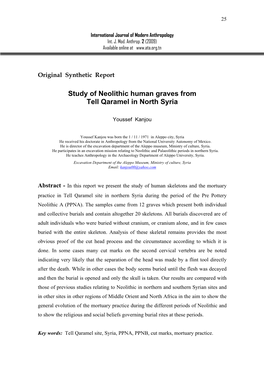 Study of Neolithic Human Graves from Tell Qaramel in North Syria