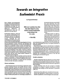 To Wards an Integrative Ecofeminist Praxis