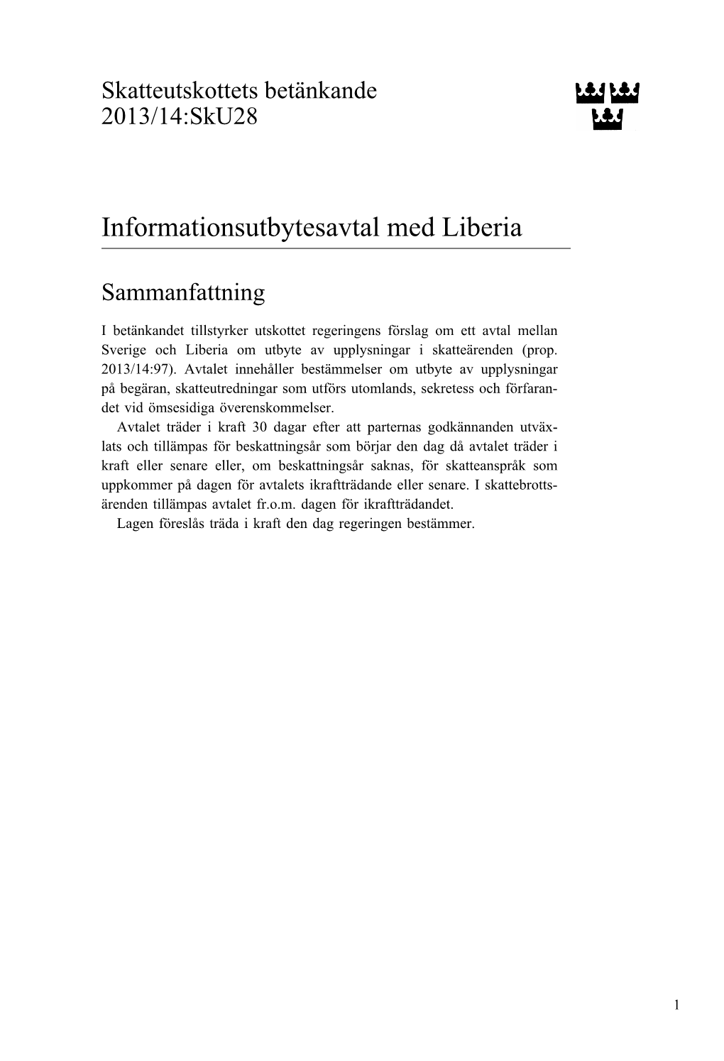 Informationsutbytesavtal Med Liberia