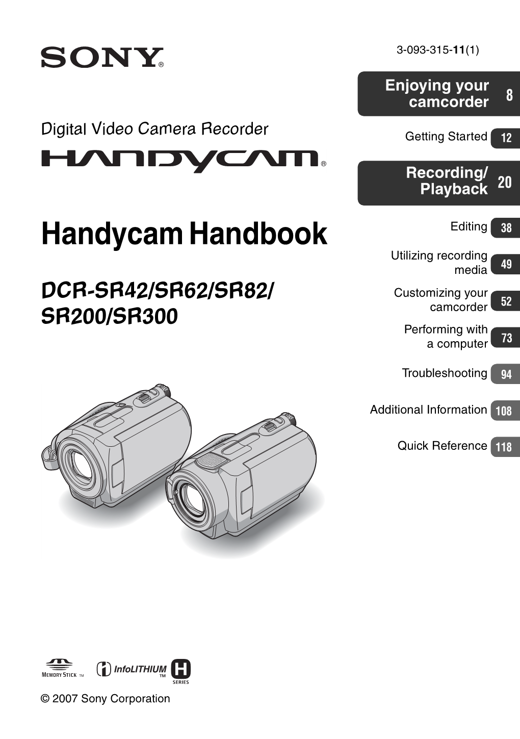 Sony Handycam DCR-SR42 & SR47 Manual