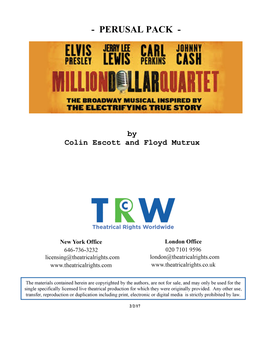 Million Dollar Quartet Musical Numbers, Characters, and Pages