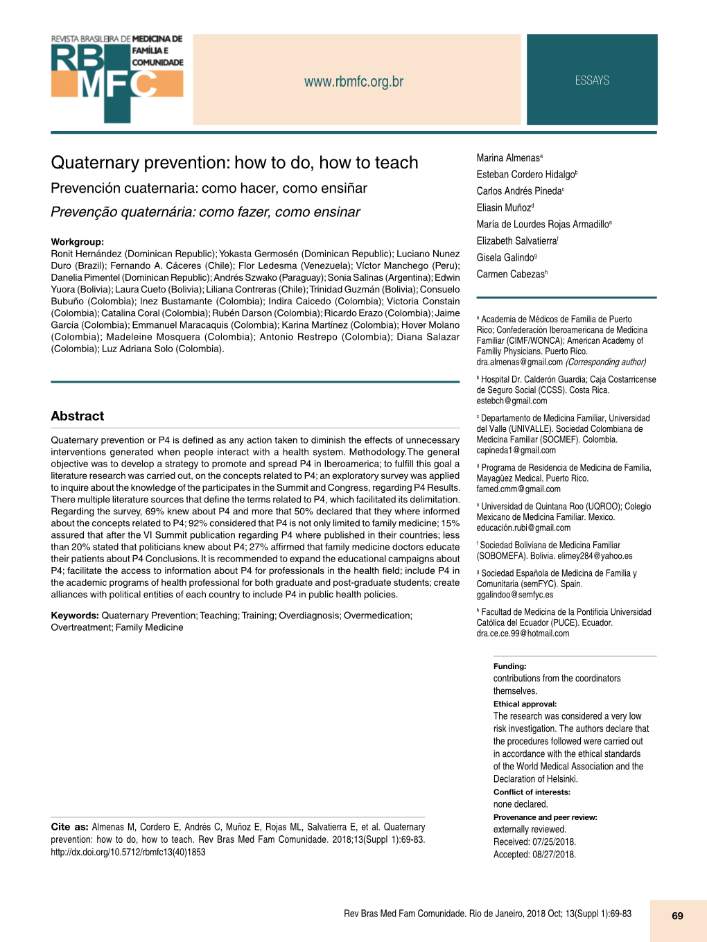 Quaternary Prevention: How to Do, How to Teach